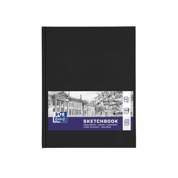 Tegneblok Oxford Sort A4 96 Ark (5 enheder)