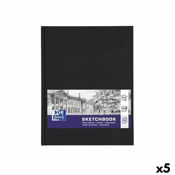 Tegneblok Oxford Sort A4 96 Ark (5 enheder)