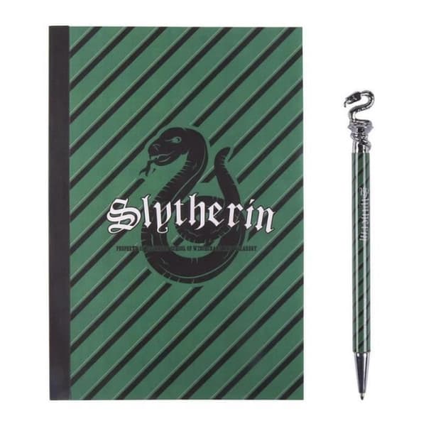 Set av skrivmaterial - Harry Potter - Slytherin - A5 - Stora rutor - Vit