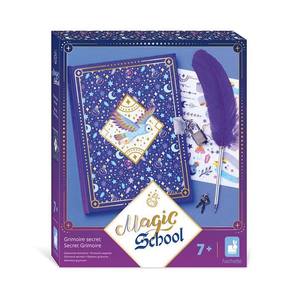 Hemlig Kalender tema magi - Barns Dagbok - Grimorium med Penna i Form av Fjäder - Kreativitetset - 3 År och Uppåt