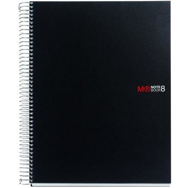 Miquelrius 8 Basic Notebook spiralbindning A5 200 ark - 400 sidor små rutor svart polypropen (PP)