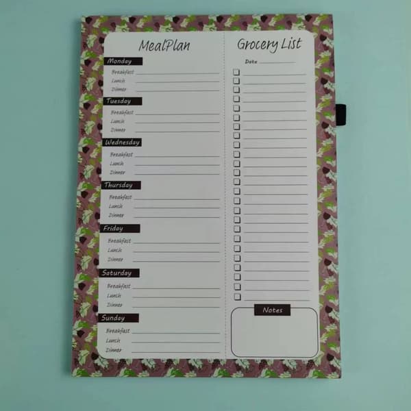 INF Ugeplanlægningsnotesbog med penneholder og sticky notes 0