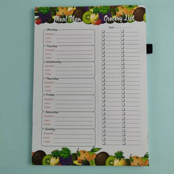 INF Ugeplanlægningsnotesbog med penneholder og sticky notes 0