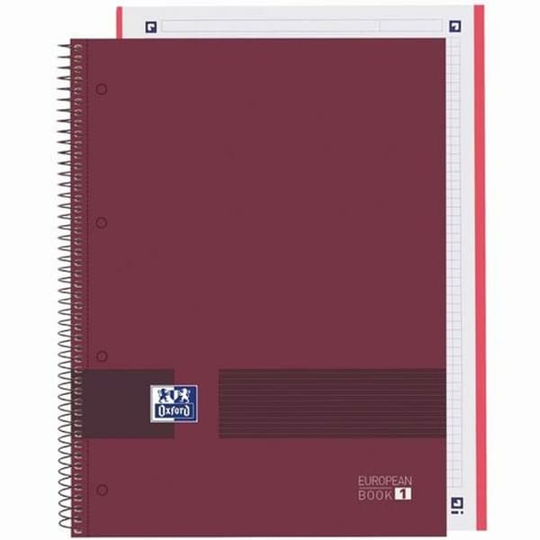 Anteckningsbok Oxford European Book Write&Erase Bordeaux A4 A4+ 80 Blad (5 antal)