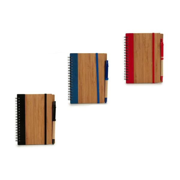 Spiralbundet anteckningsblock med penna Pincello AR1810133 1 x 16 x 12 cm Bambu (12 antal)