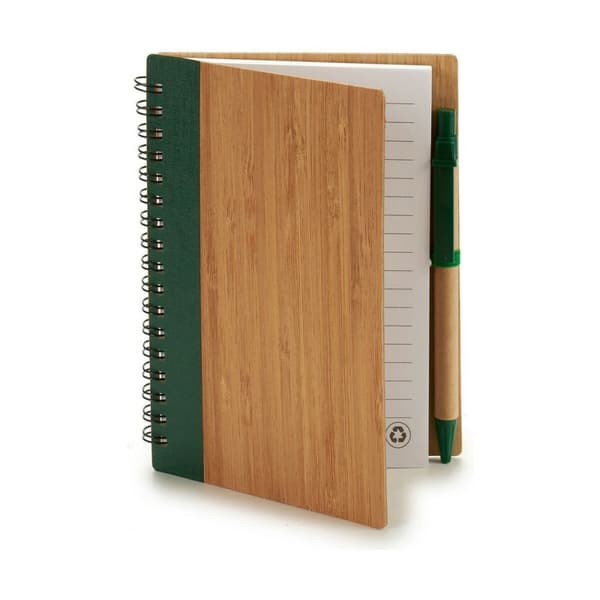 Spiralbundet anteckningsblock med penna Pincello AR1810133 1 x 16 x 12 cm Bambu (12 antal)