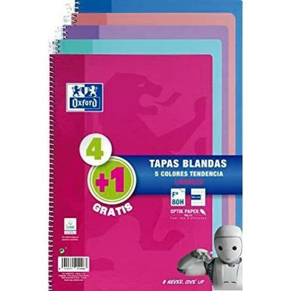 Sæt af opgavehæfter Oxford Multifarvet Din A4 80 Ark 21,5 x 31,5 cm 5 Dele