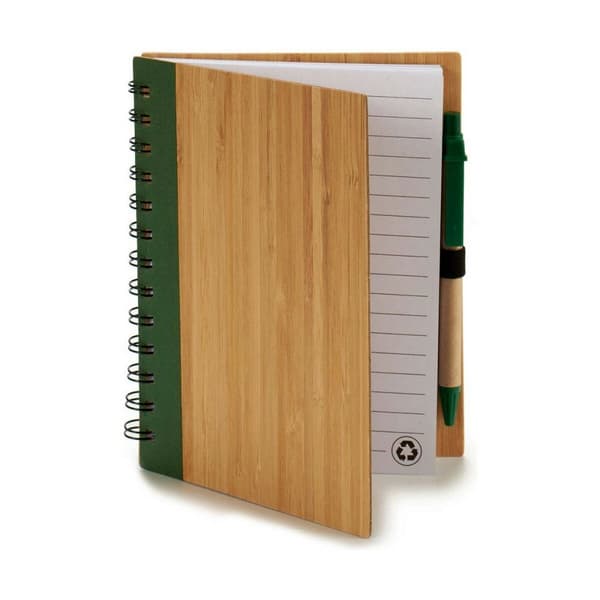 Spiralbundet anteckningsblock med penna Pincello 1711113 14 x 18 cm Bambu (12 antal)