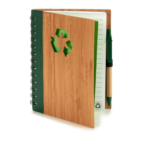 Ringbind Bog med Kuglepen Pincello AR1810136 1 x 18 x 14 cm Bambus (12 enheder)