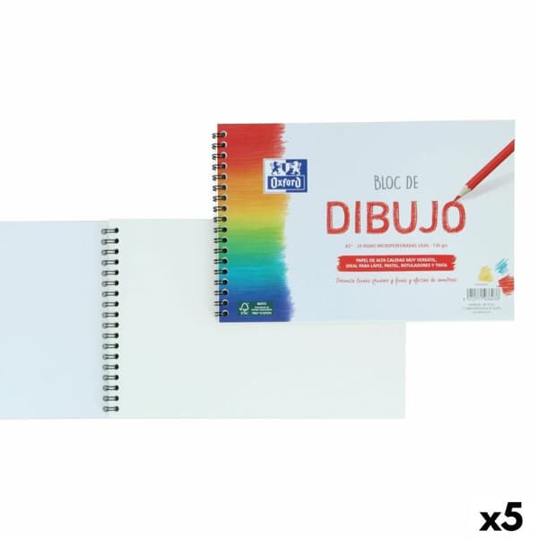 Tegneblok Oxford Hvid A5+ 20 Ark (5 enheder)