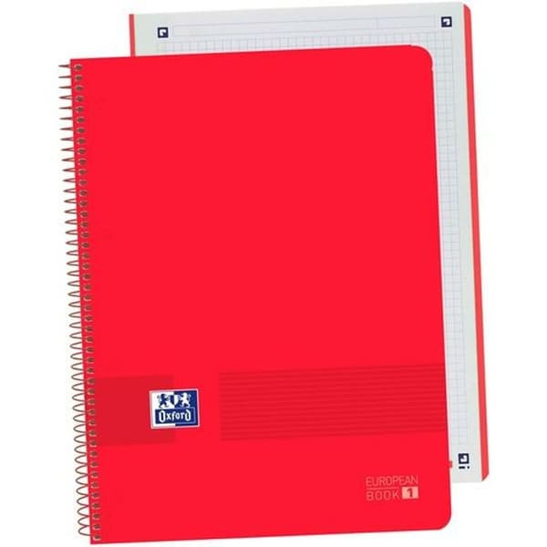Notesbog Oxford Live&Go Rød A4 A4+ 80 Ark 5 Dele