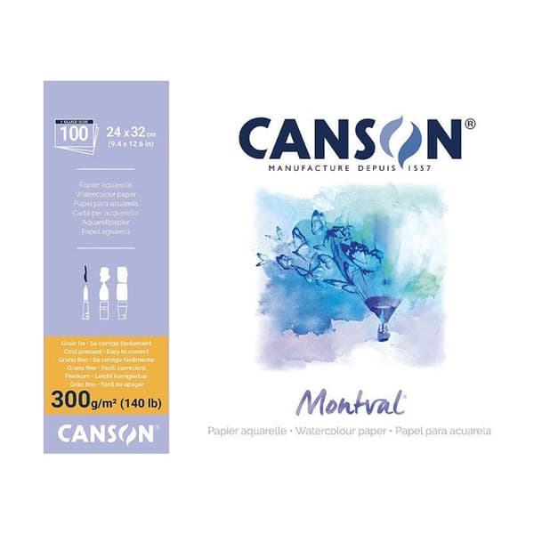 Akvarellpapper - CANSON - Montval - 24x32cm - 100P - 300g/m2