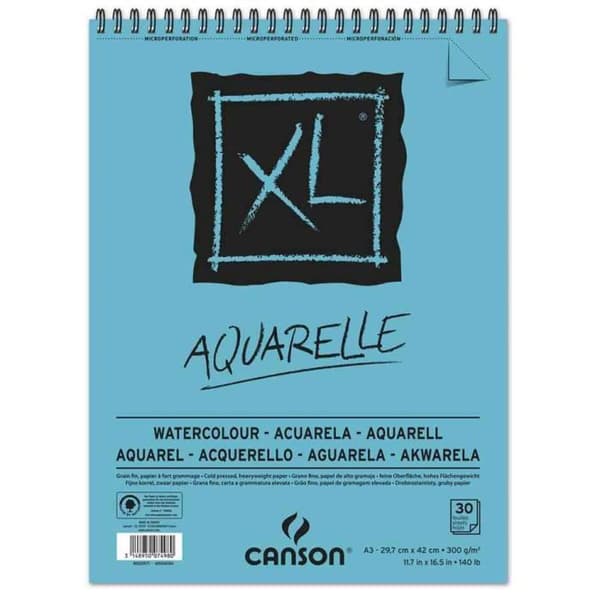 Album Aquarelle - CANSON - XL® - 30 ark - 300 g - A4 - Fin struktur - Vit