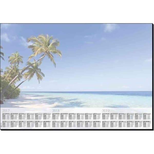 Skrivbordsunderlägg Pappersunderlägg med 3-års kalender, 59,5 x 41 cm, strand, 30 ark