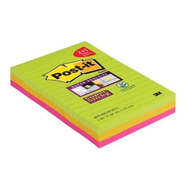 Pack 2 Super Sticky XXL pads + 1 Super Sticky pad erbjuds - POST-IT - 3 färger