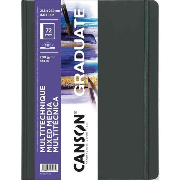 Skissbok - CANSON - GRADUATE - 216 x 279 mm - 72 sidor - Svart hård pärm