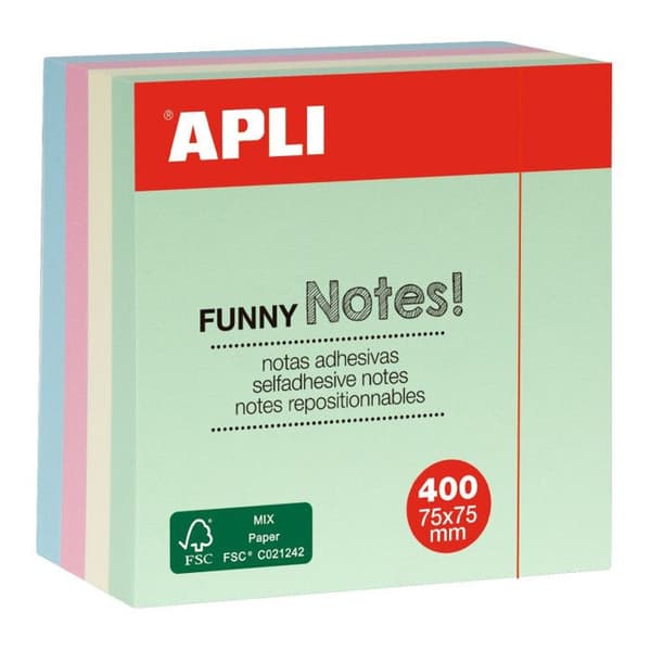 Anteckningsblock - APLI-AGIPA - 75x75mm - Diverse pastellfärger - Blandat - Vuxen