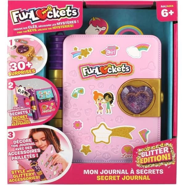 Journal a Secrets - KD - Funlockets - My Journal a Secrets Glitter Edition - Mer än 30 överraskningar och glitterklistermärken