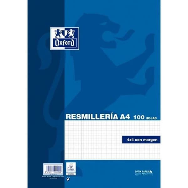 Ersättningsark Oxford OptikPaper Blå A4 100 Blad (24 antal)