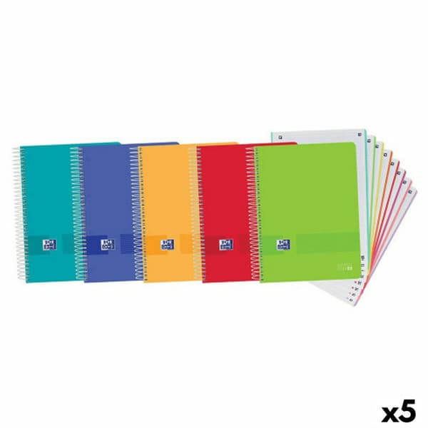 Uppsättning av övningsböcker Oxford Multicolour A4 160 Blad (5 antal)