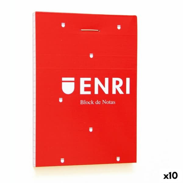 Notesblokken ENRI Rød A7 80 Ark 4 mm (10 enheder)