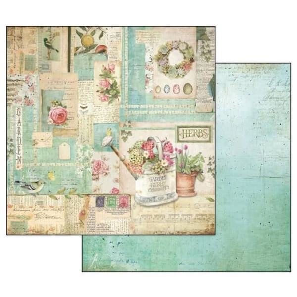 Set med 10 ark scrapbookingpapper 'Garden' från Stamperia (30,5x30,5 cm)