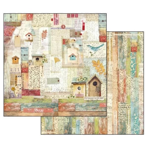 Set med 10 ark scrapbookingpapper 'Garden' från Stamperia (30,5x30,5 cm)