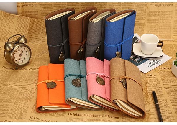 INF Vintage PU-läderanteckningsbok med remstängning