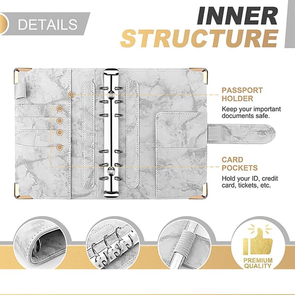 INF Marble A6 Notebook med skyddsomslag och tillbehör 0