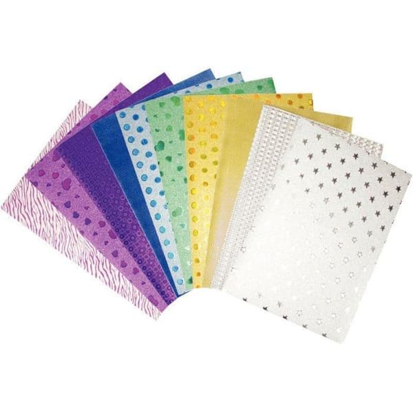 Glitterande självhäftande ark - Flerfärgad - A4 - 10-pack - Juldekoration - Olika mönster