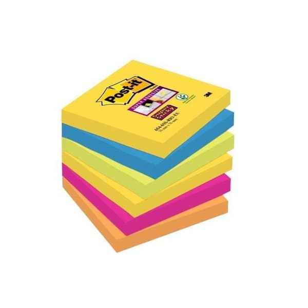 Bloc-notes - POST-IT - Färger Rio - 76 x 76 mm - Paket med 6 - Super Sticky