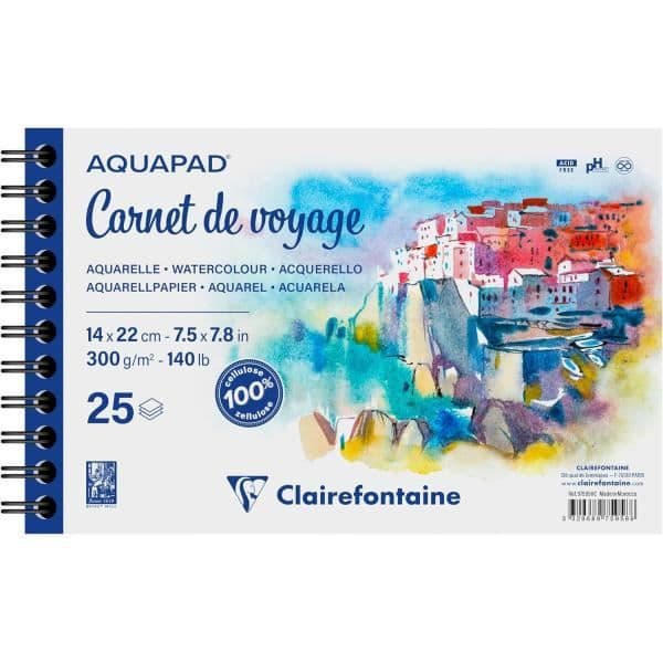 Resedagboken - Clairefontaine - Akvarell - 14x22 cm - 25 ark - 300g