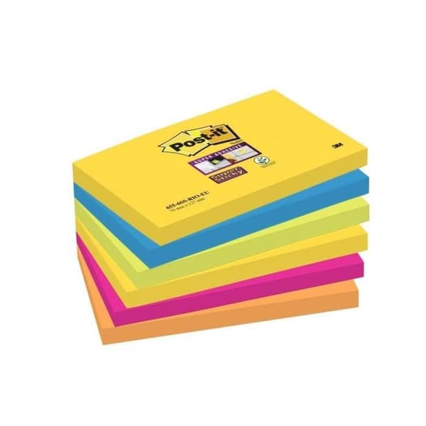 Blocknot - POST-IT - Rio-färger - 76 x 127 mm - 6-pack - Super Sticky
