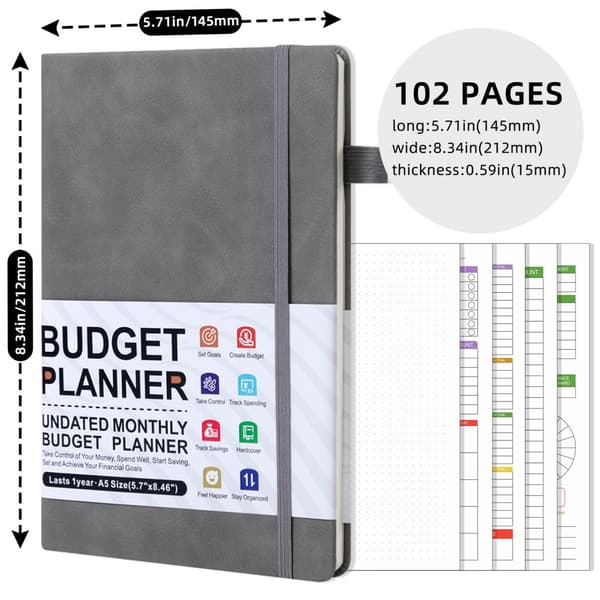 INF A5 tekonahkainen muistikirja hihnalla - Budget Planner