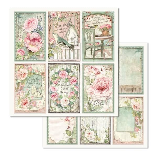 Pappersscrapbooking - Stamperia - House of Roses - 10 ark - 30.5x30.5 cm - Blomtema