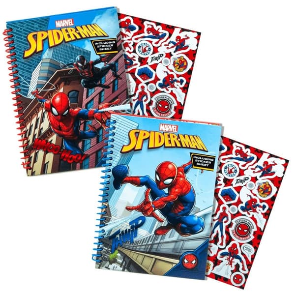 Anteckningsbok klister- märken - Spiderman Blå spiralrygg / Röd baksida