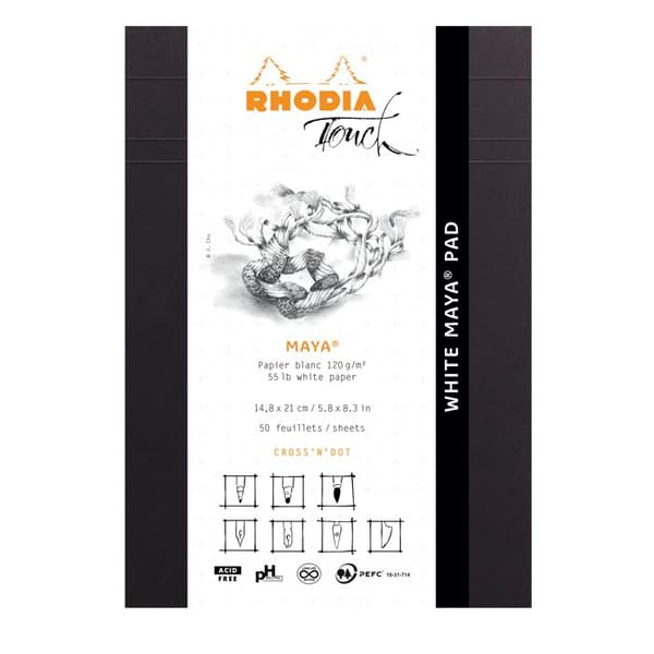Pad pad häftad A5 50f cross'n'dot linjal Maya Rhodia Touch papper