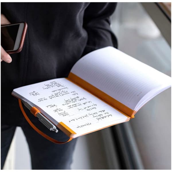 Mikroperforerad pappersanteckningsbok med resår + Rhodia Meeting-penna