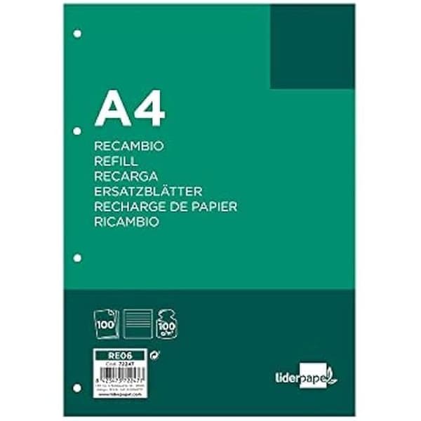 Byte av horisontell ränder - LIDERPAPEL - rE06 - DIN A4 - 90 g/m2 - Vit
