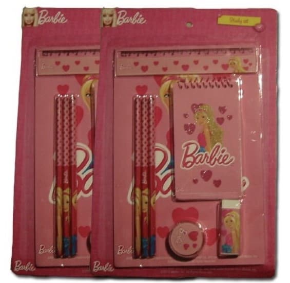 Block- och pennset 8 delar  2-pack - Barbie