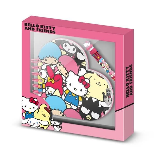 Agenda och Pennan - KARACTER MANIA - Hello Kitty Vänner - 160 sidor - Hårda omslag - Flerfärgad