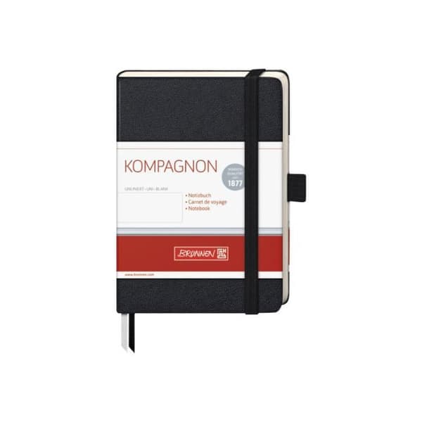 Brunnen Kompagnon Classic Notebook 95 x 128 mm 96 ark - 192 sidor vanligt krämpapper svart omslag Baladek