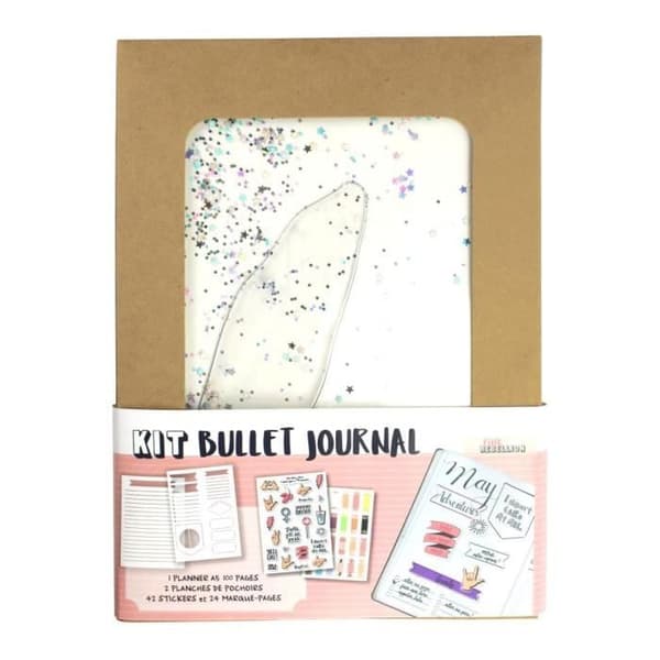 A5 Bullet Journal Kit - MegaCrea DIY - Glitter - 100 sidor - 42 klistermärken - 24 bokmärken