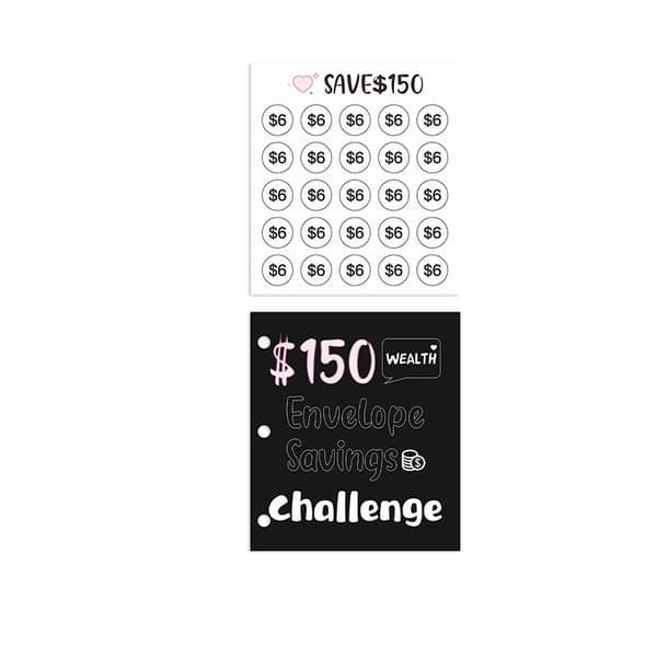 INF Pengeudfordringsbog - Mini-PVC-budgetplanlægger - $150-mål