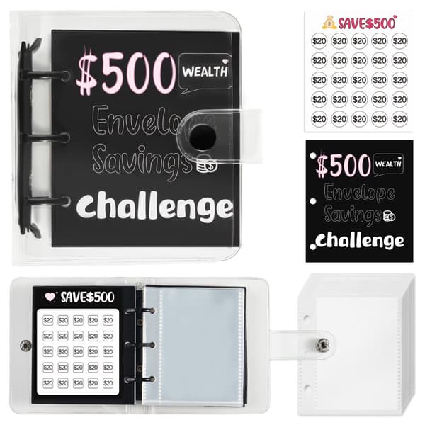 INF Money Saving Challenge Book - Mini PVC-mappe, $500 mål