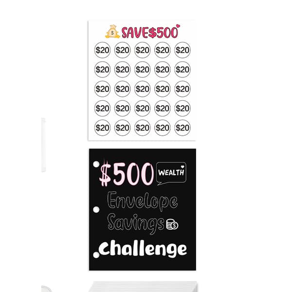 INF Money Saving Challenge Book - Mini PVC-mappe, $500 mål