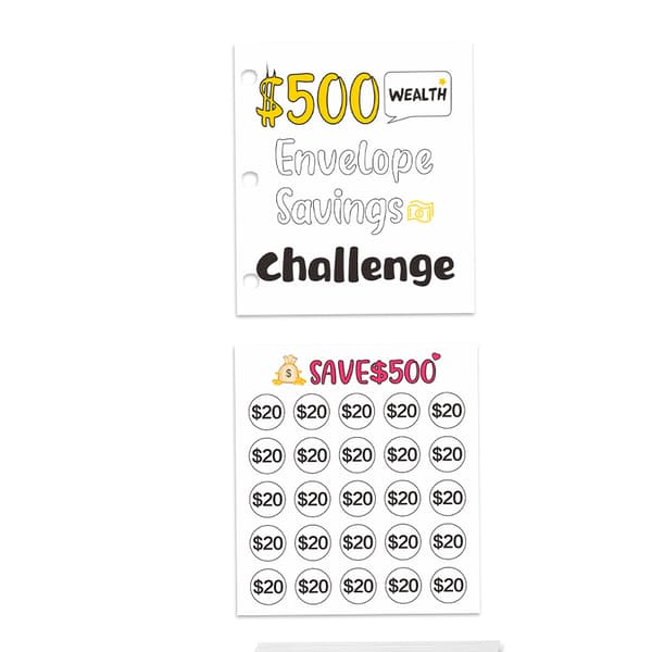 INF Money Saving Challenge Book - Mini PVC-mappe, $500 mål