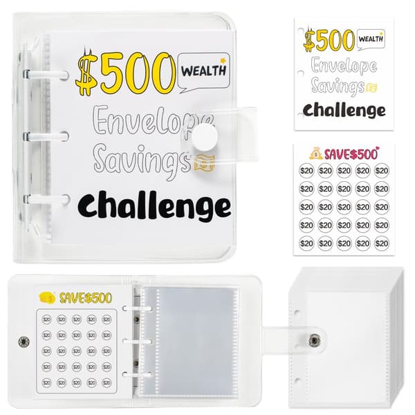 INF Money Saving Challenge Book - Mini PVC-mappe, $500 mål