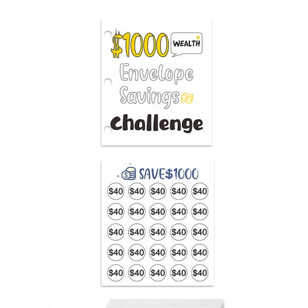 INF Money Saving Challenge Book - Mini Binder PVC Cash Envelope - $1.000
