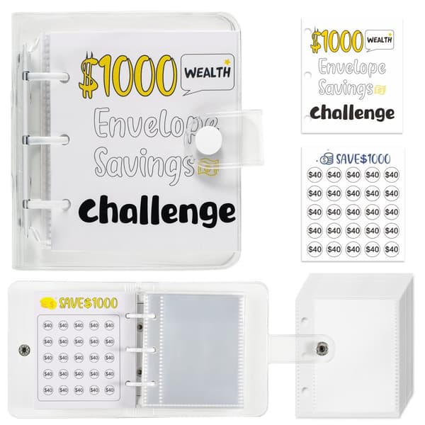 INF Money Saving Challenge Book - Mini Binder PVC Cash Envelope - $1.000